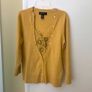 Mustard yellow cardigan w/ built in tank top